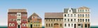 42503 Auhagen Low relief background buildings. Set of 5 house facades (paper model)
